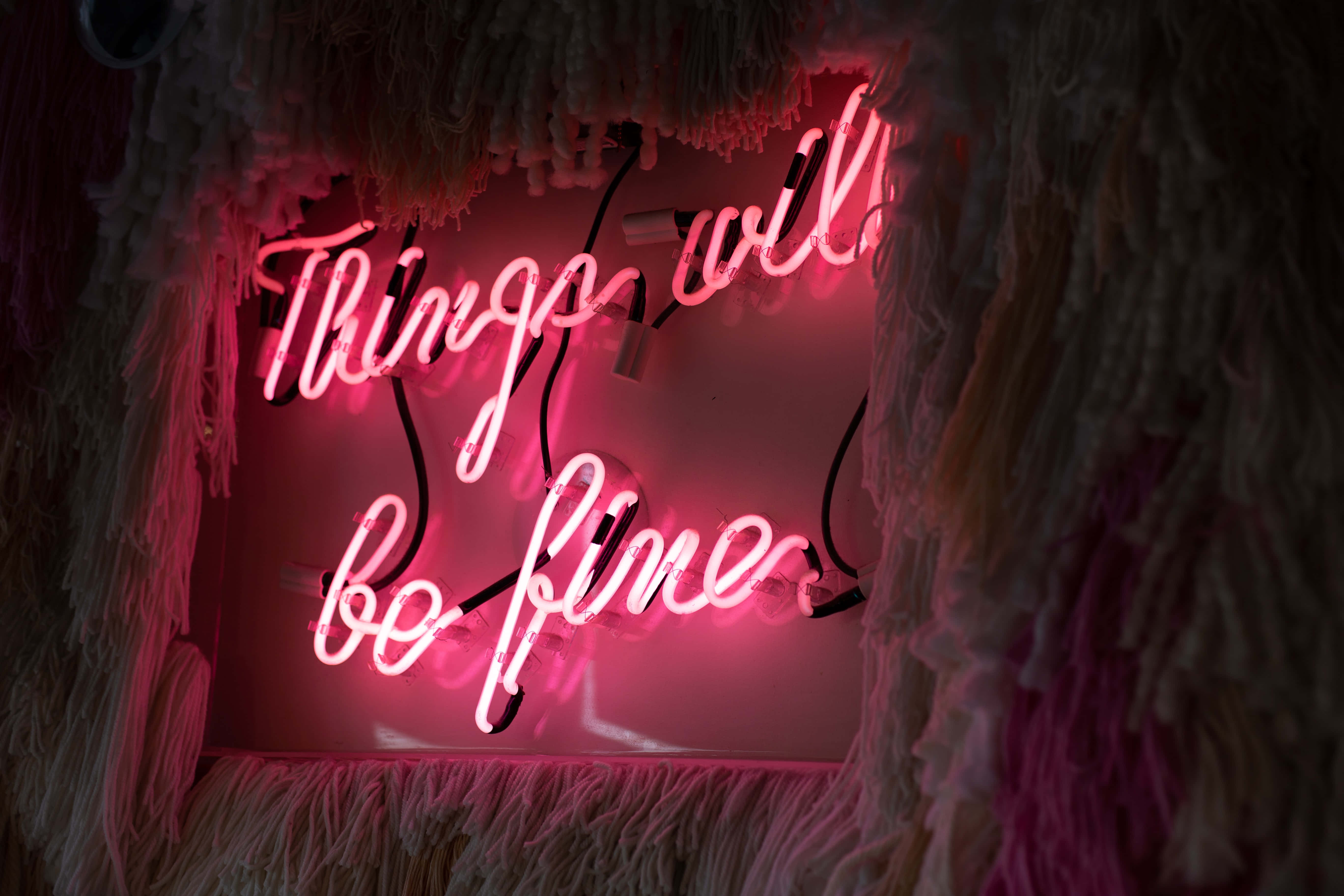 Things will be fine, neon sign, pink neon, 5K Desktop Wallpaper