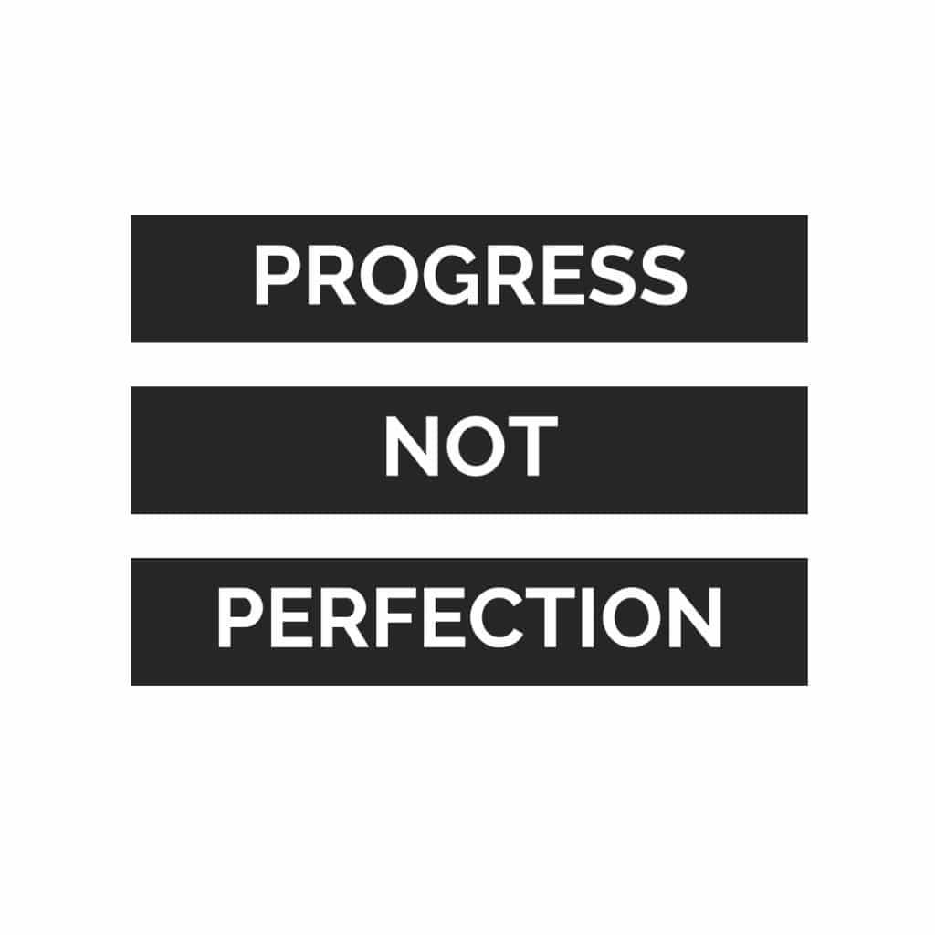PROGRESS NOT PERFECTION, black bars, white text, SD Desktop Wallpaper