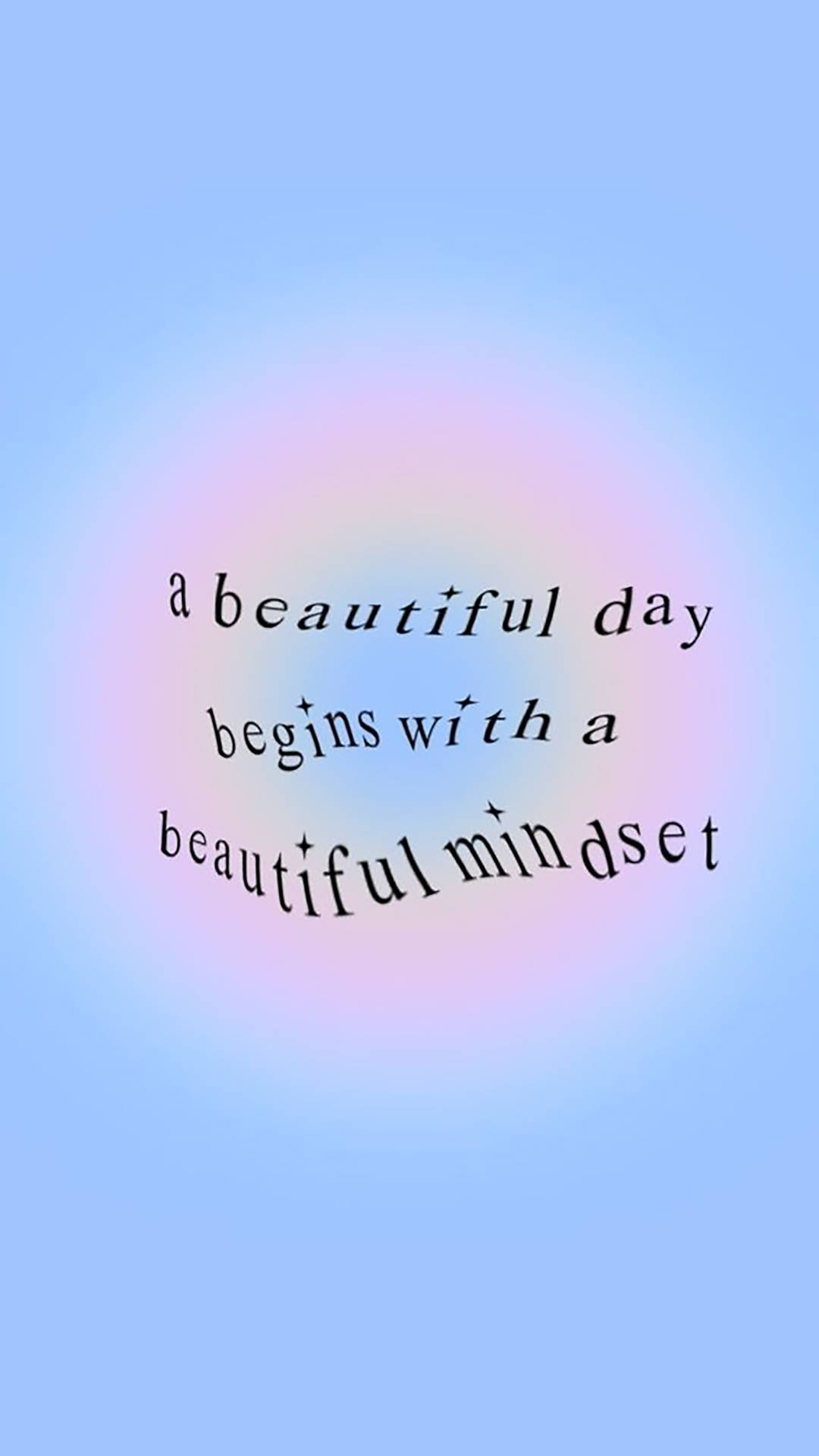 pastel rainbow halo, serene sky blue background, motivational quote about mindset, Full HD Phone Wallpaper