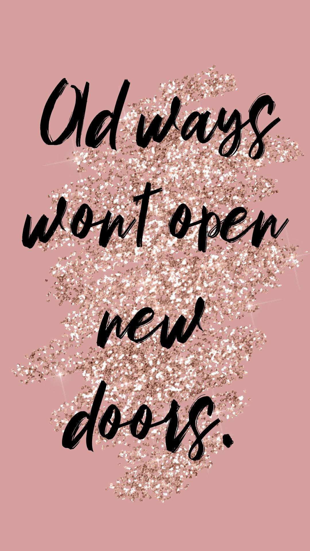 rose gold glitter, soft pink background, black script, Full HD Phone Wallpaper