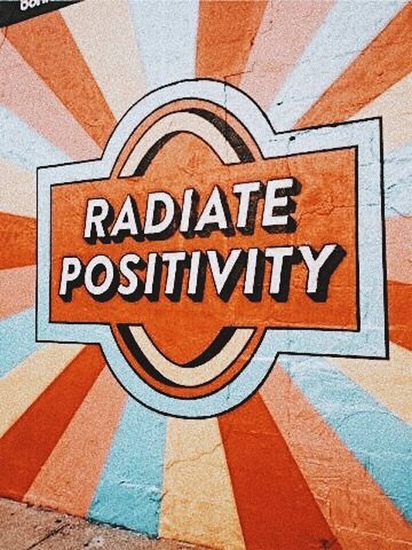 RADIATE POSITIVITY, sunburst design, orange blue and cream rays, Full HD Phone Wallpaper