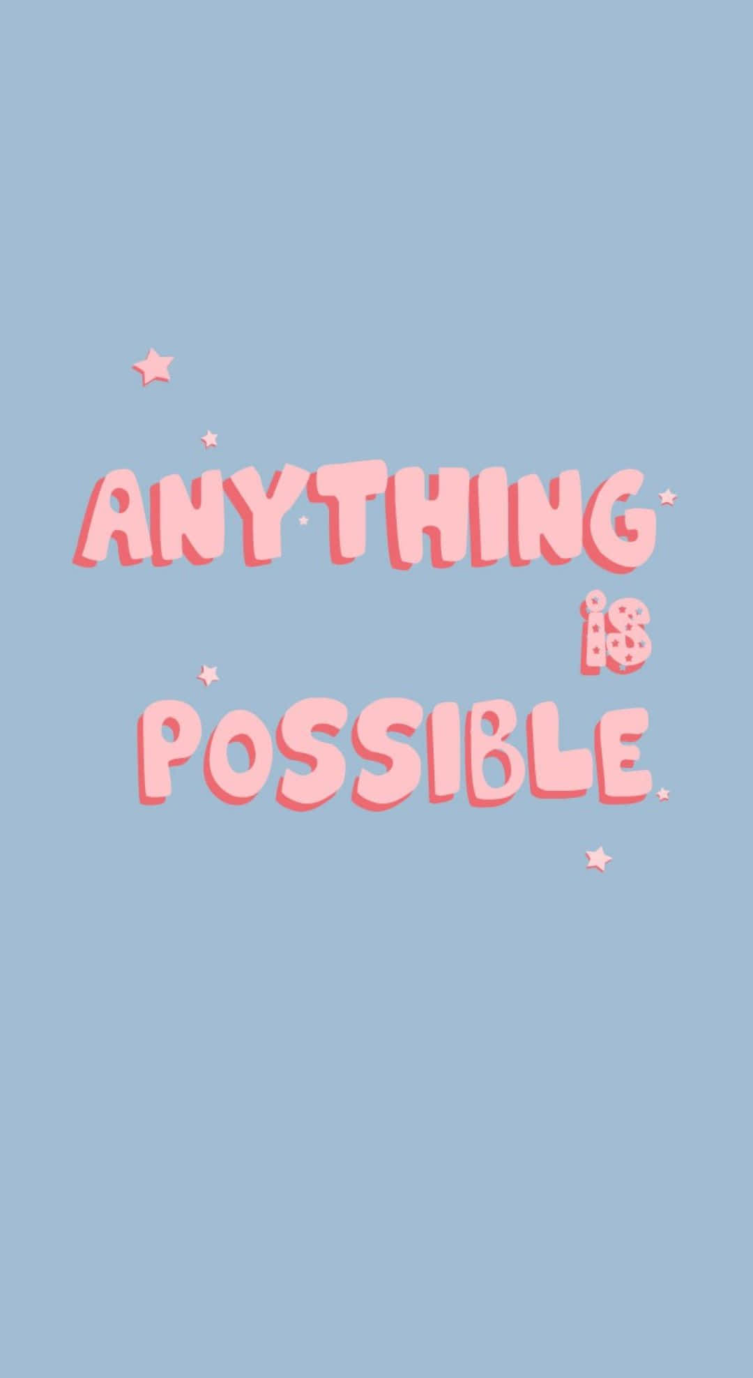 pink bubbly text, soft blue background, scattered stars, Full HD Phone Wallpaper