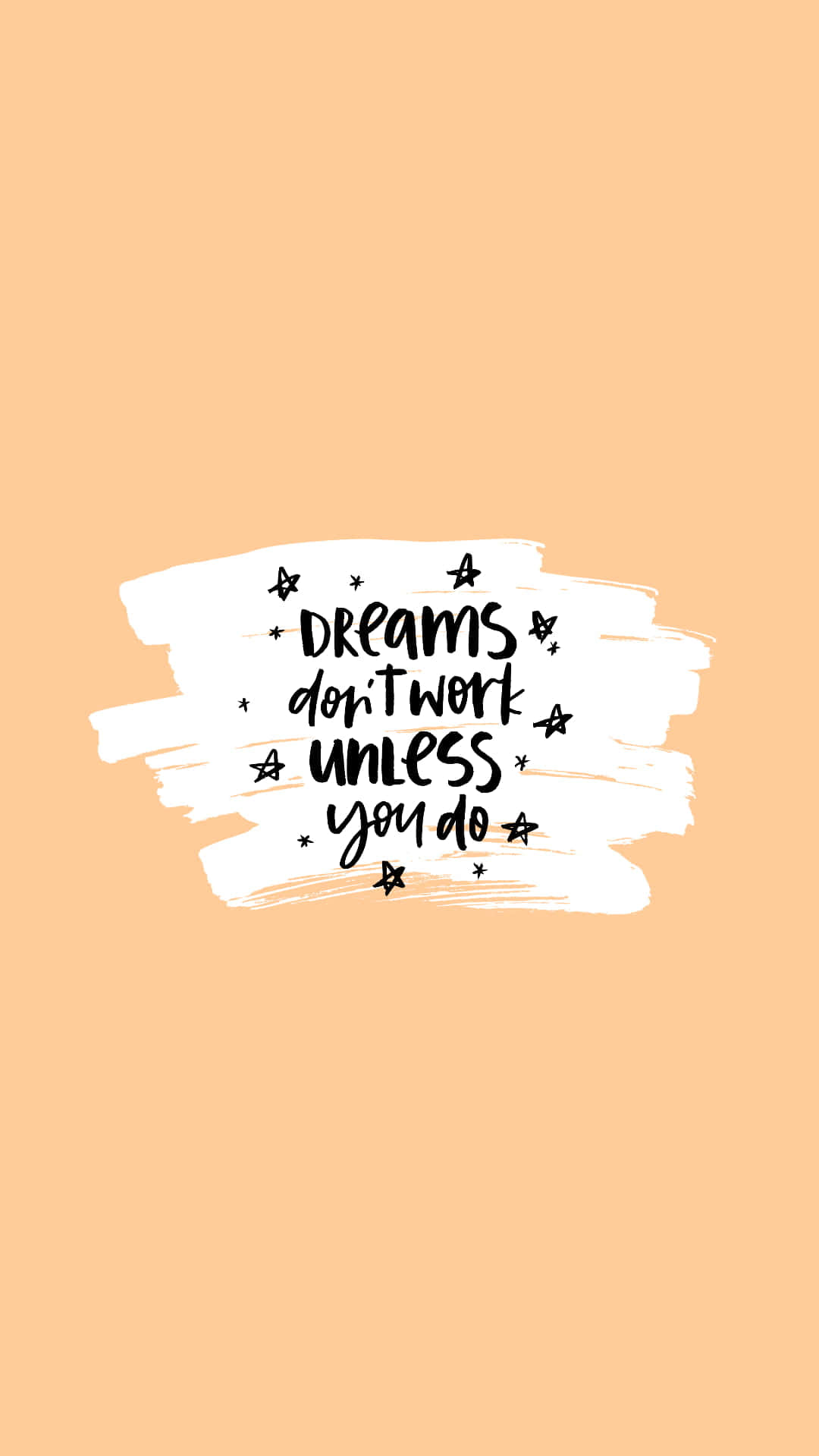 peach background, white brushstroke, black handwritten text, HD Phone Wallpaper