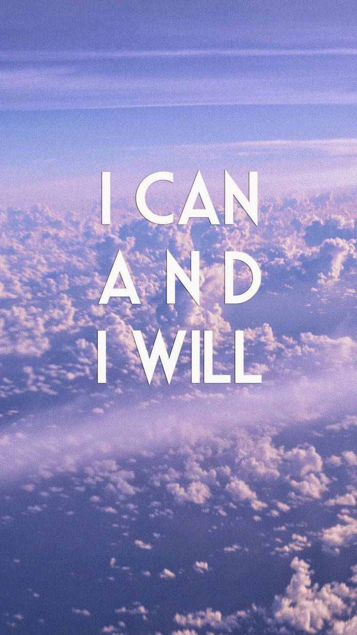 I CAN AND I WILL, soft purple and blue sky, fluffy clouds, HD Phone Wallpaper