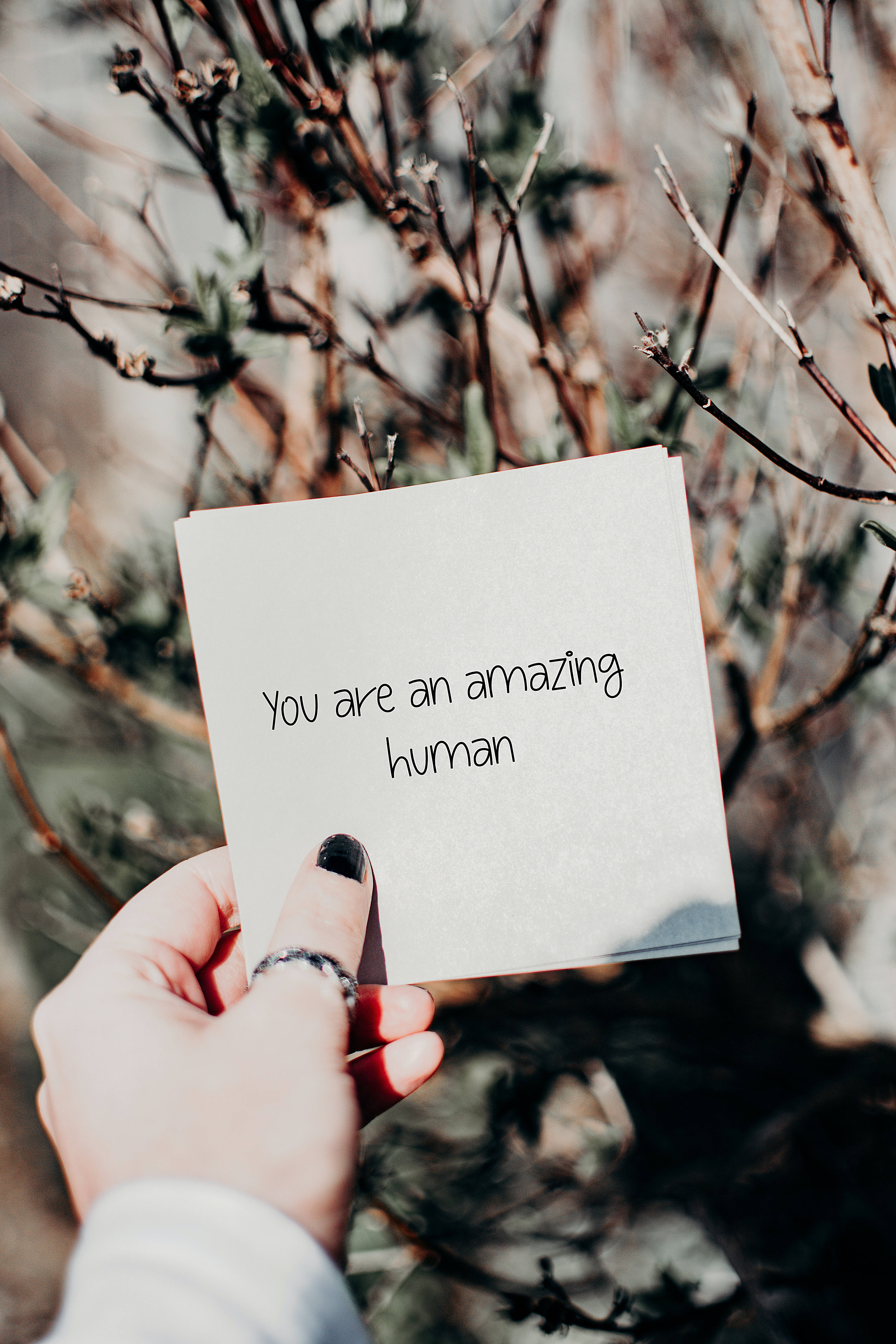 hand, handwritten note, You are an amazing human, 5K Phone Wallpaper