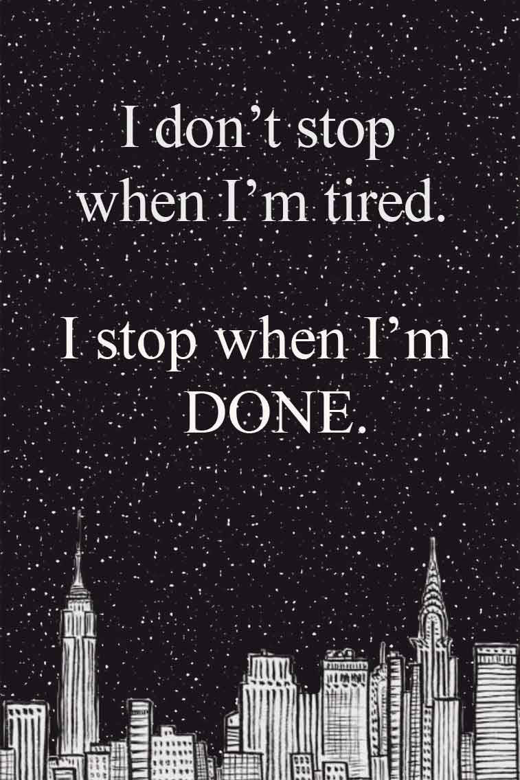 starry night sky, black and white city skyline silhouette, bold white motivational quote, SD Phone Wallpaper