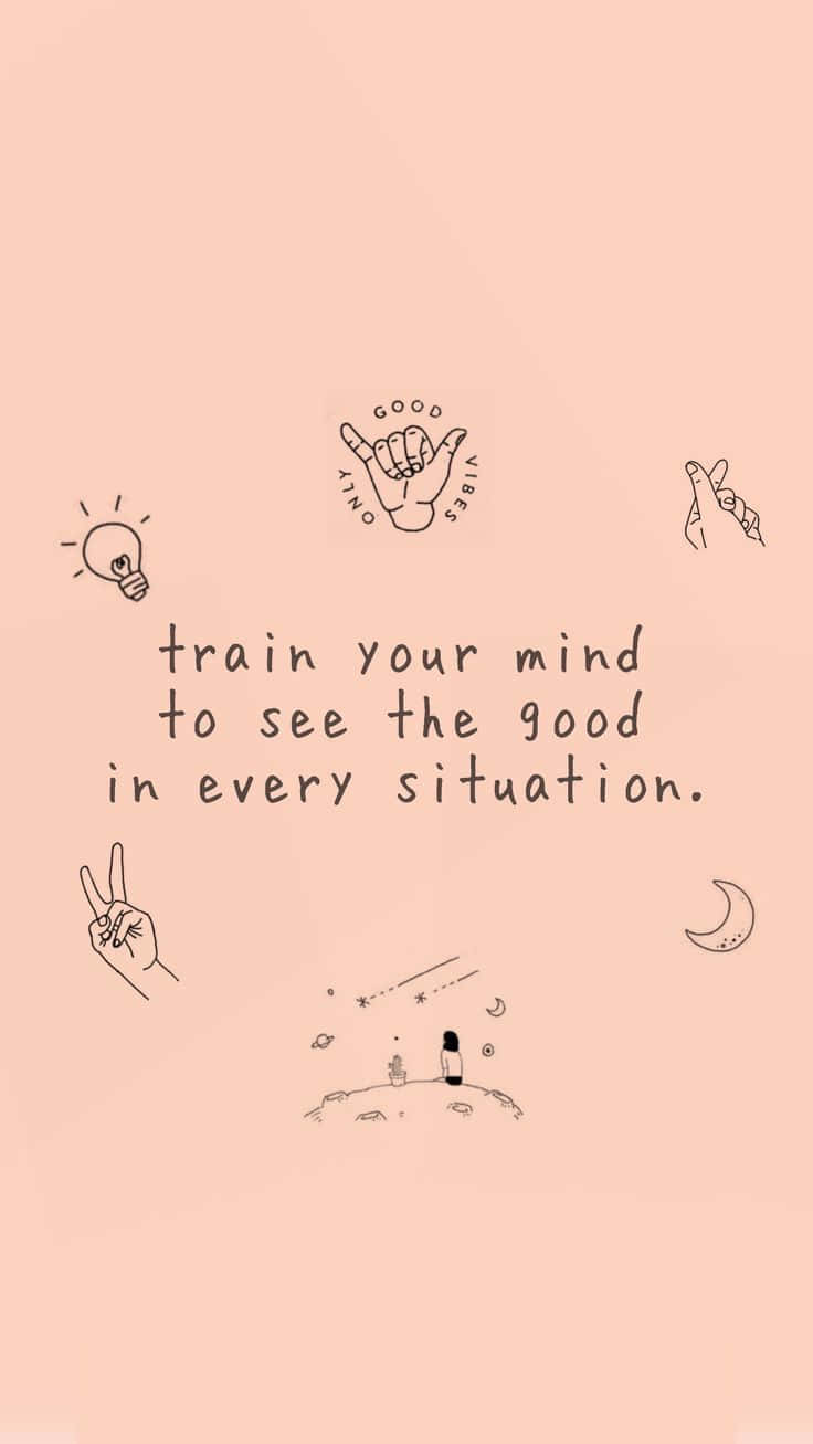 peach background, hand-drawn symbols, positive mindset, HD Phone Wallpaper