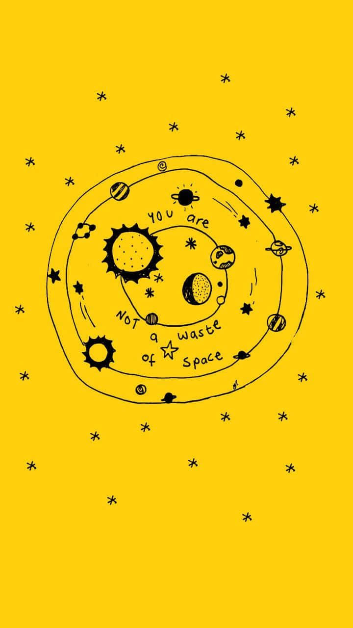solar system, planets orbiting a sun, bright yellow background, HD Phone Wallpaper
