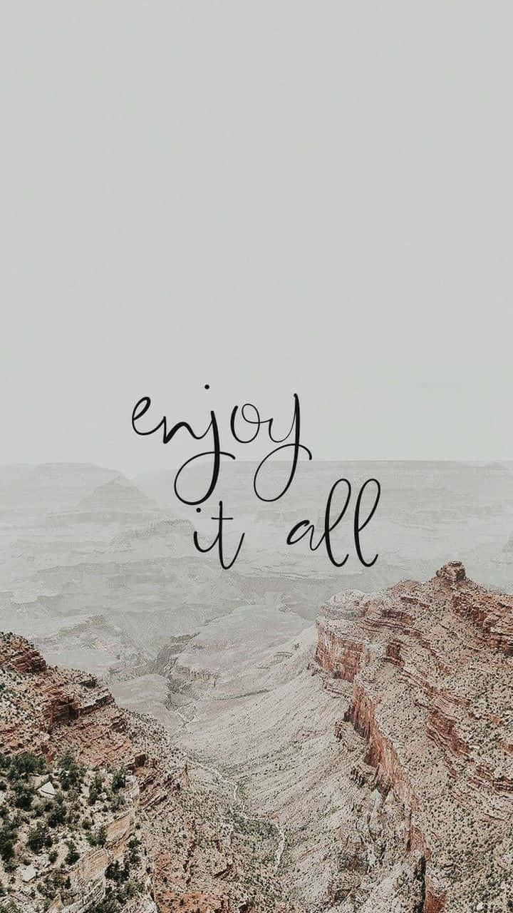 misty canyon vista, layered rock formations, elegant cursive script, HD Phone Wallpaper