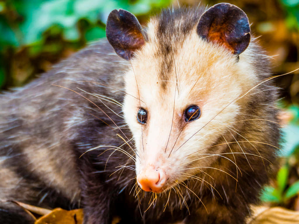 opossum, dark ears, pink nose, SD Desktop Wallpaper