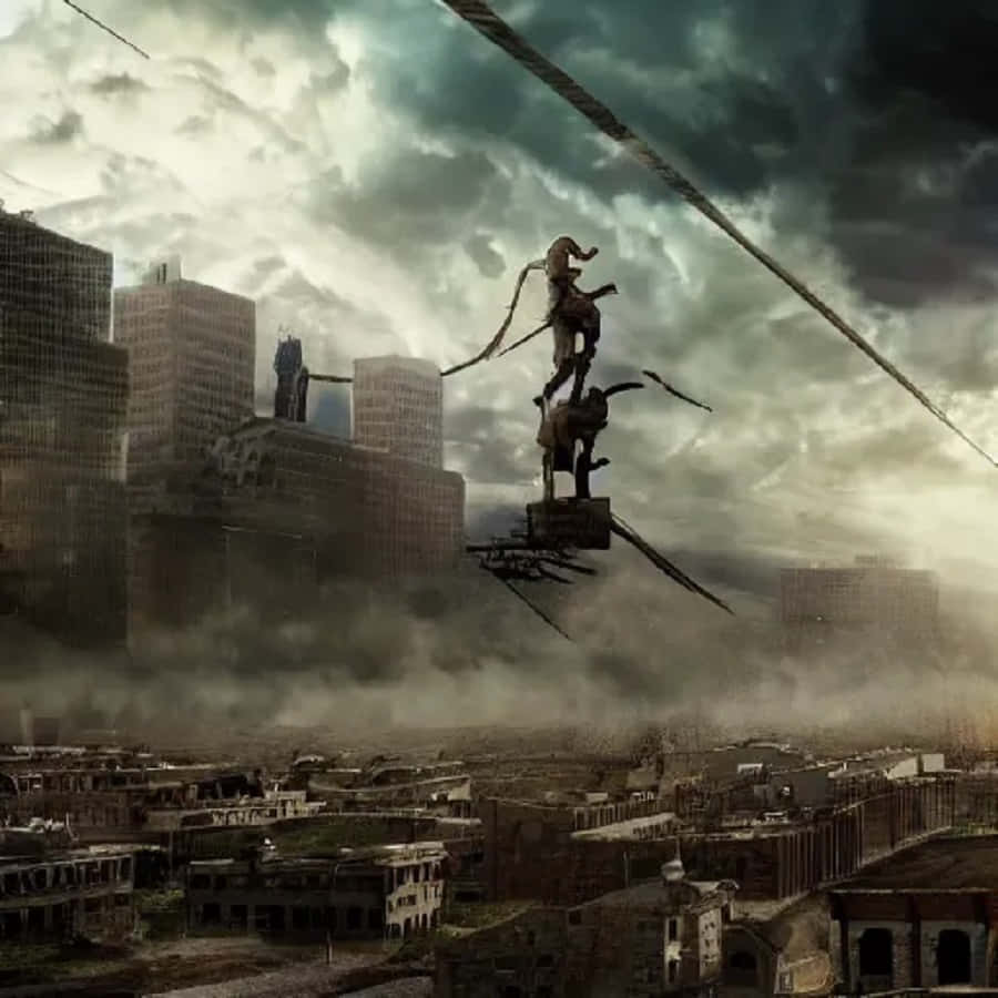 post apocalyptic world, colossal broken statue, figure atop a horse, SD Desktop Wallpaper