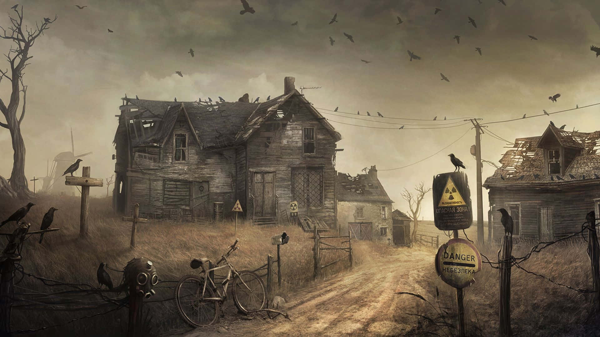 house, crows, abandoned houses, Full HD Desktop Wallpaper