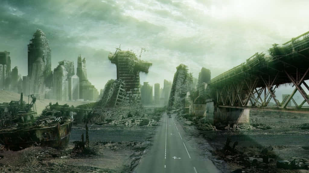 apocalypse, post-apocalyptic cityscape, crumbling skyscrapers, SD Desktop Wallpaper