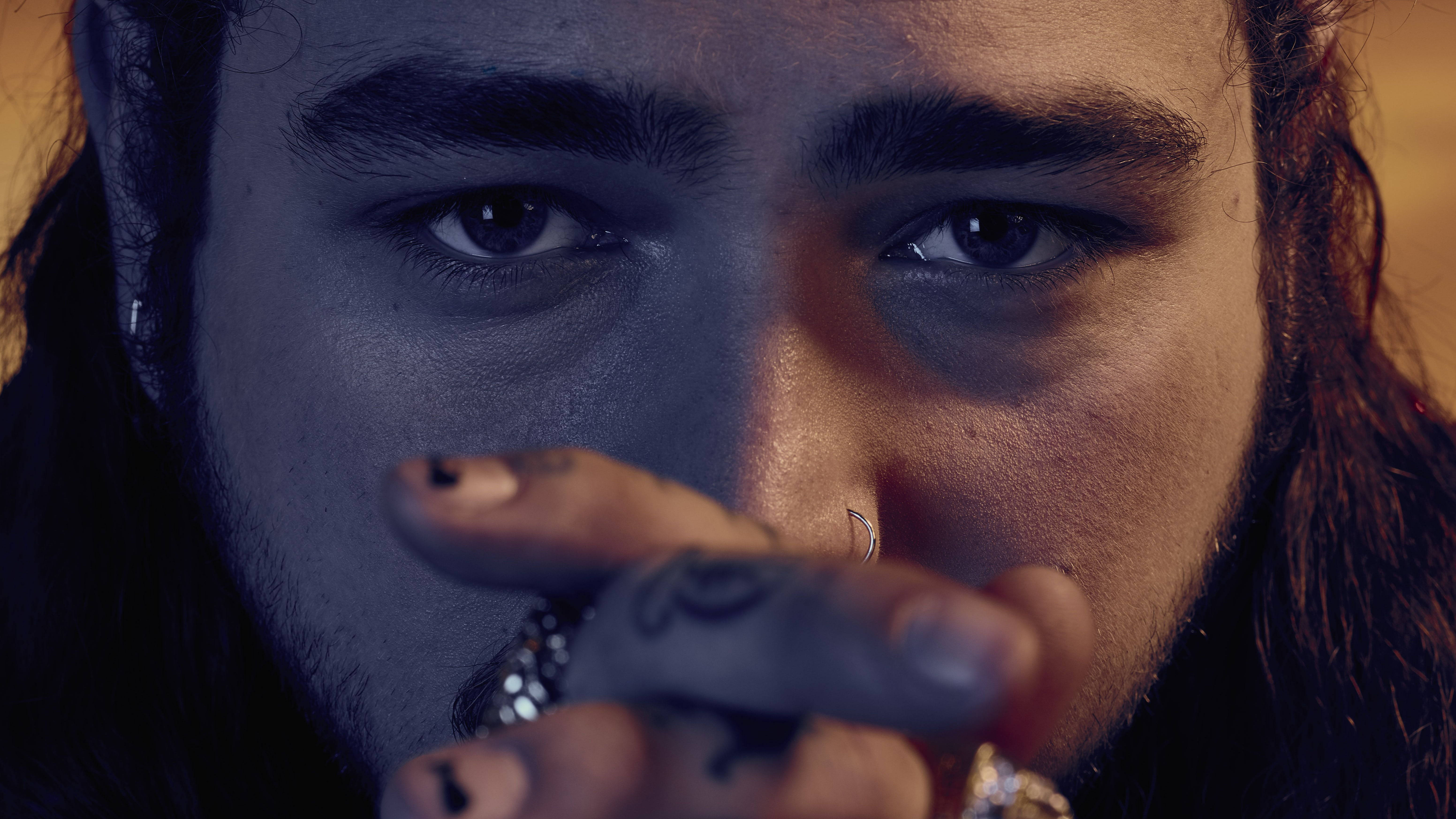 Post Malone, intense eyes, tattoos, 5K Desktop Wallpaper