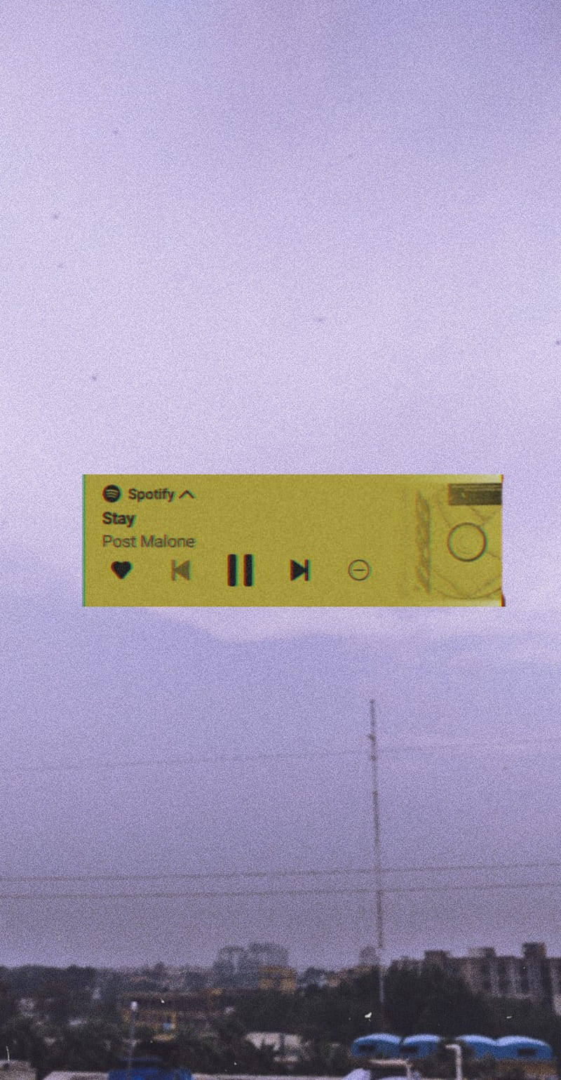 Spotify music player, bright yellow, hazy purple sky, HD Phone Wallpaper