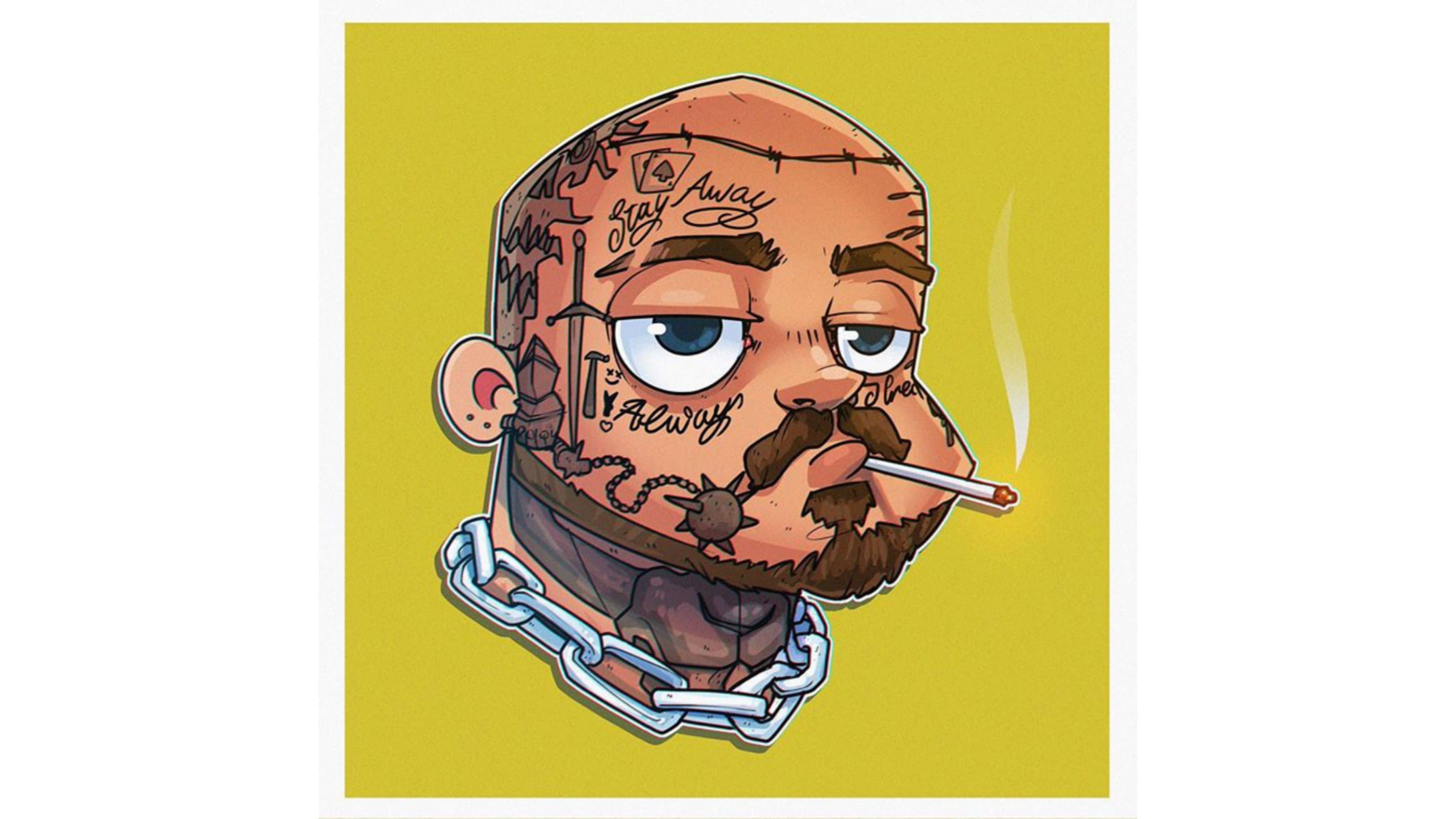 Post Malone, tattooed man, chain collar, 5K Desktop Wallpaper