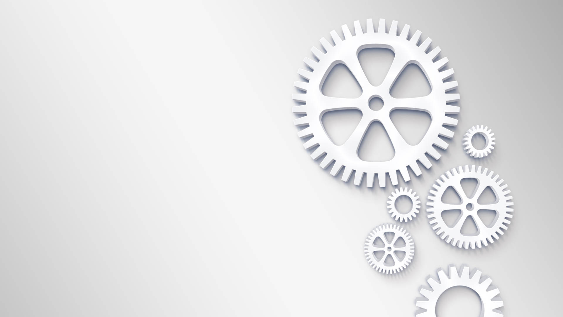 white 3d gears, soft gradient background, mechanical harmony, Full HD Desktop Wallpaper