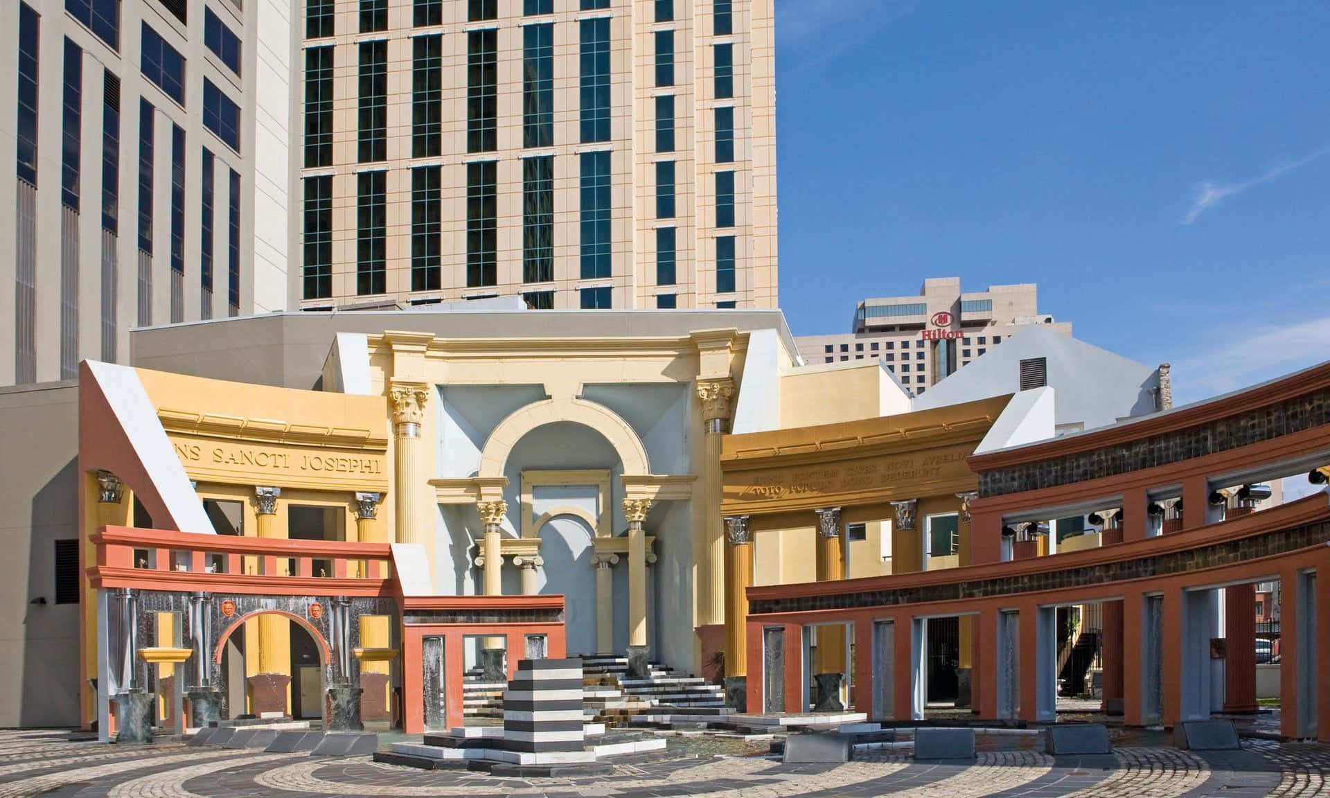 Postmodernism, classical-style courtyard, arches, Full HD Desktop Wallpaper