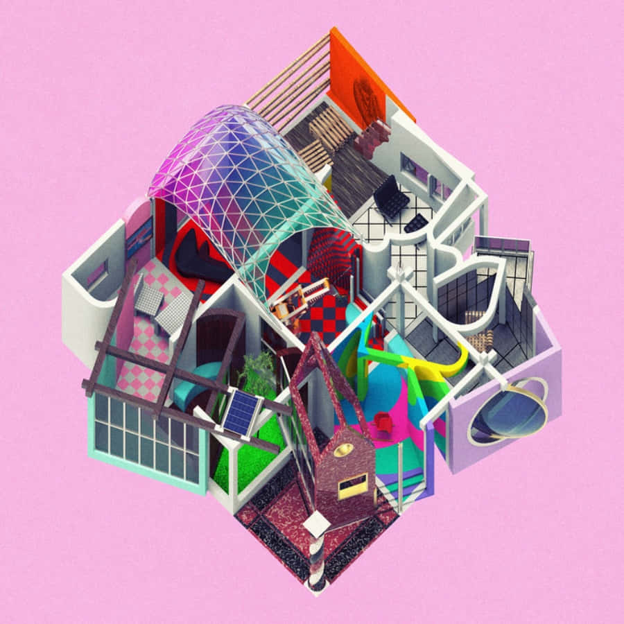 Postmodernism, isometric cutaway, futuristic house, SD Desktop Wallpaper