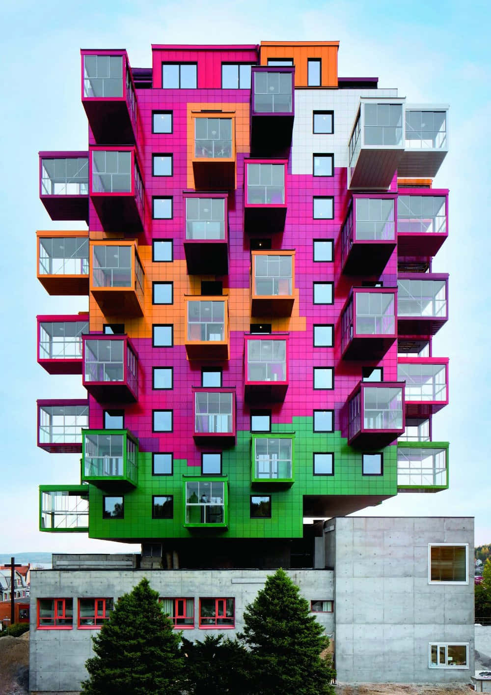 Postmodernism, magenta orange, green, HD Phone Wallpaper
