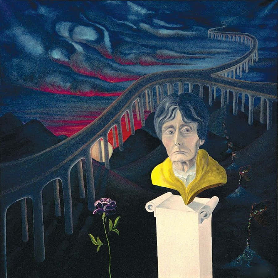 postmodernism, yellow-jacketed bust, pedestal, SD Desktop Wallpaper