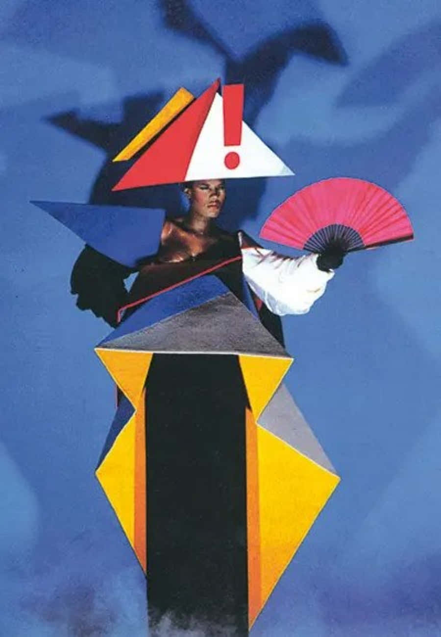 Postmodernism, red exclamation hat, pink fan, HD Phone Wallpaper