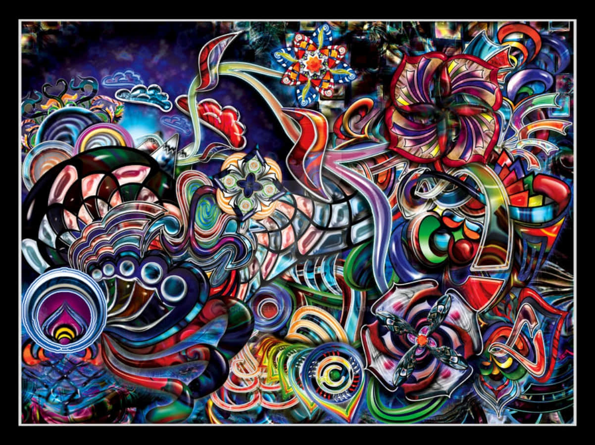 Postmodernism, psychedelic colors, abstract swirls, SD Desktop Wallpaper