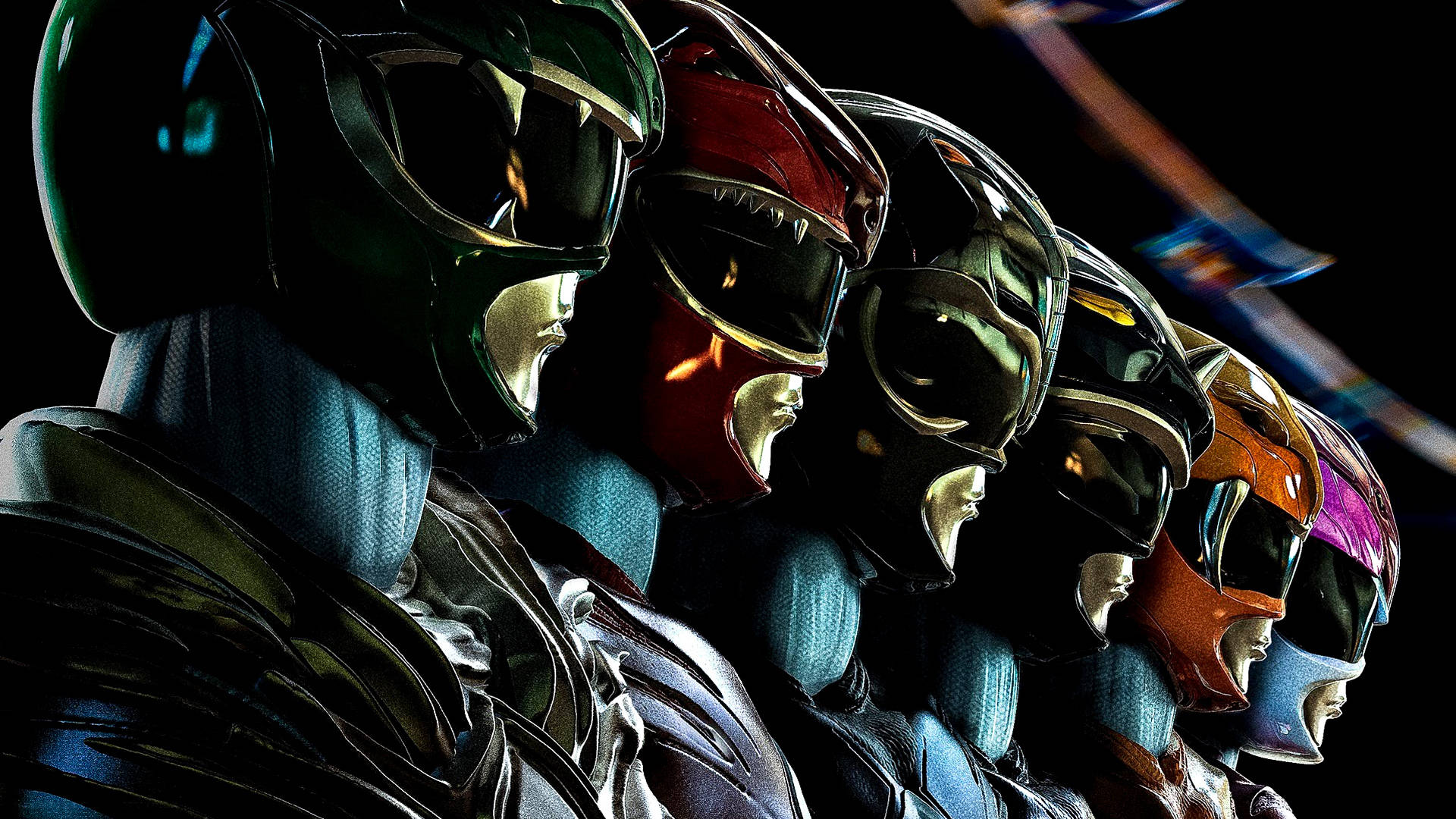 Power Rangers, colorful helmets, dramatic side profile, Full HD Desktop Wallpaper