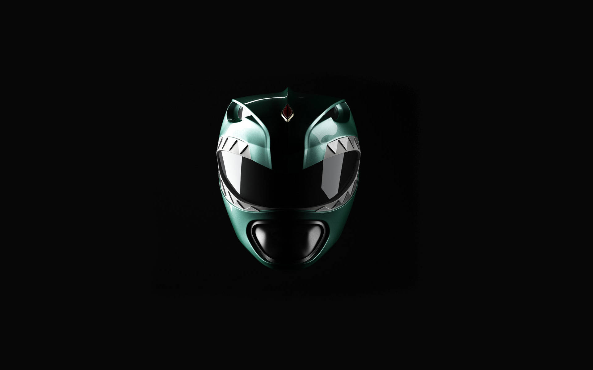 Green Power Rangers Helmet, green, pitch black background, Full HD Desktop Wallpaper