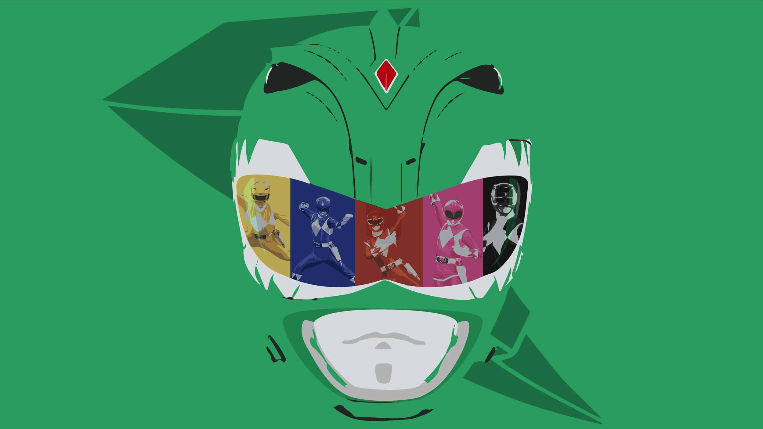 Power Rangers, Green Helmet, reflective visor, Full HD Desktop Wallpaper