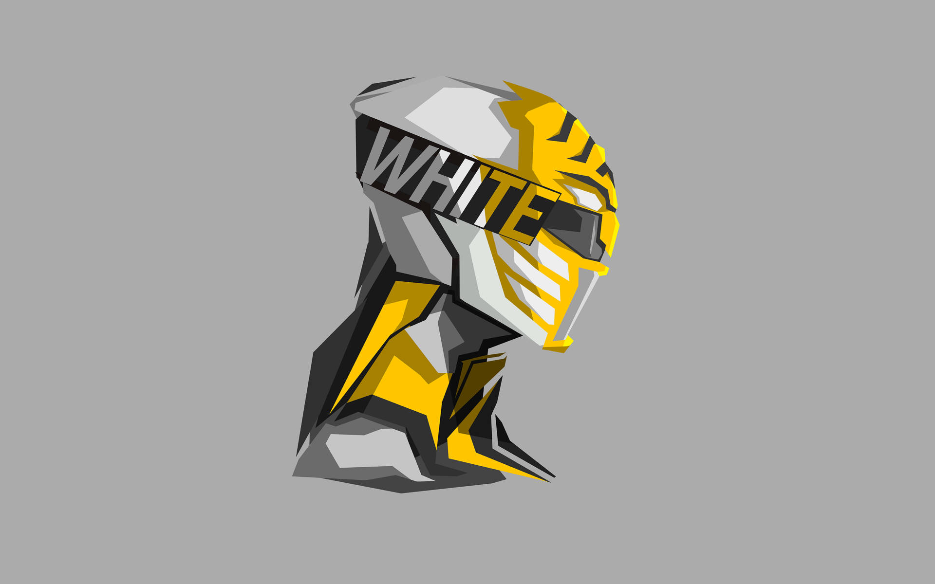 White Power Rangers, white and yellow armored helmet, WHITE text, Full HD Desktop Wallpaper