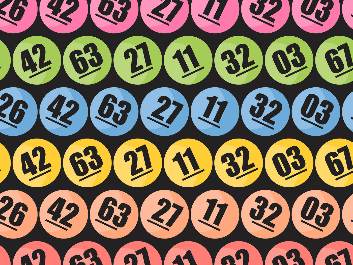 Powerball, colored numbers, bold black numbers, HD Desktop Wallpaper