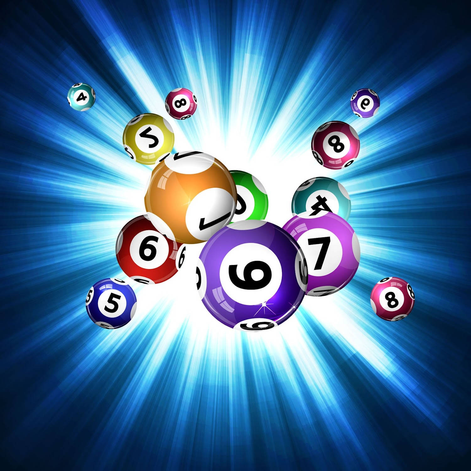 Powerball, pool balls, bright light, HD Desktop Wallpaper