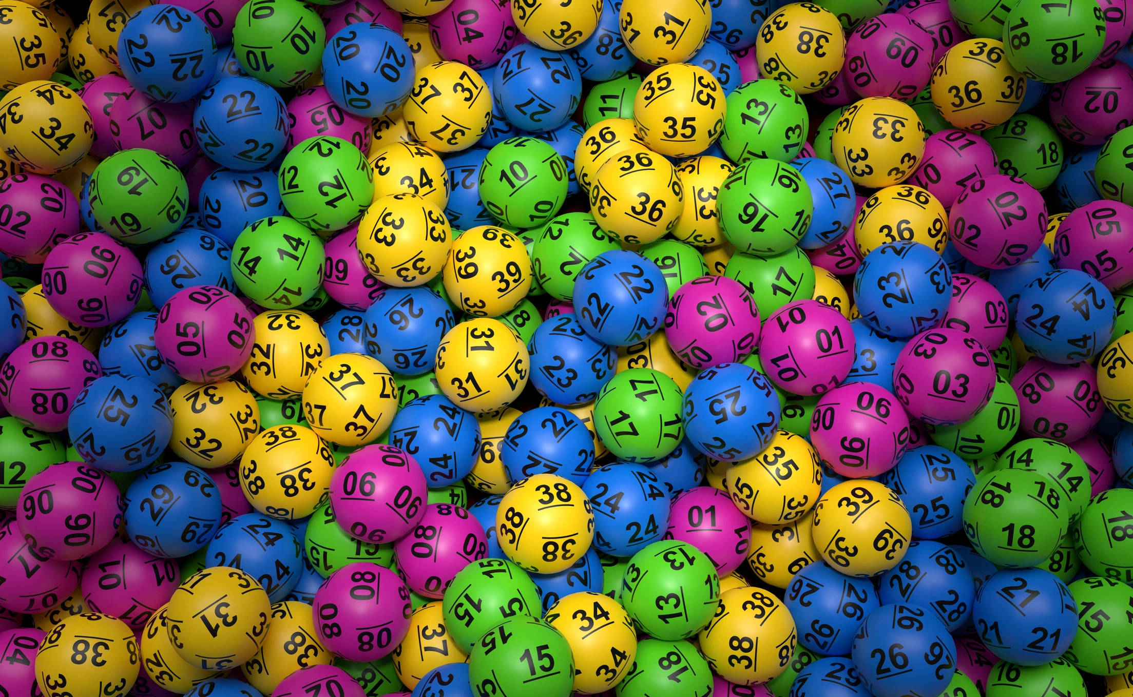 Powerball, colorful lottery balls, bold black ink, Full HD Desktop Wallpaper