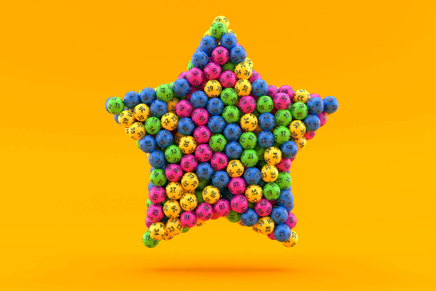 Powerball Star, vibrant star shape, colorful numbered lottery balls, HD Desktop Wallpaper