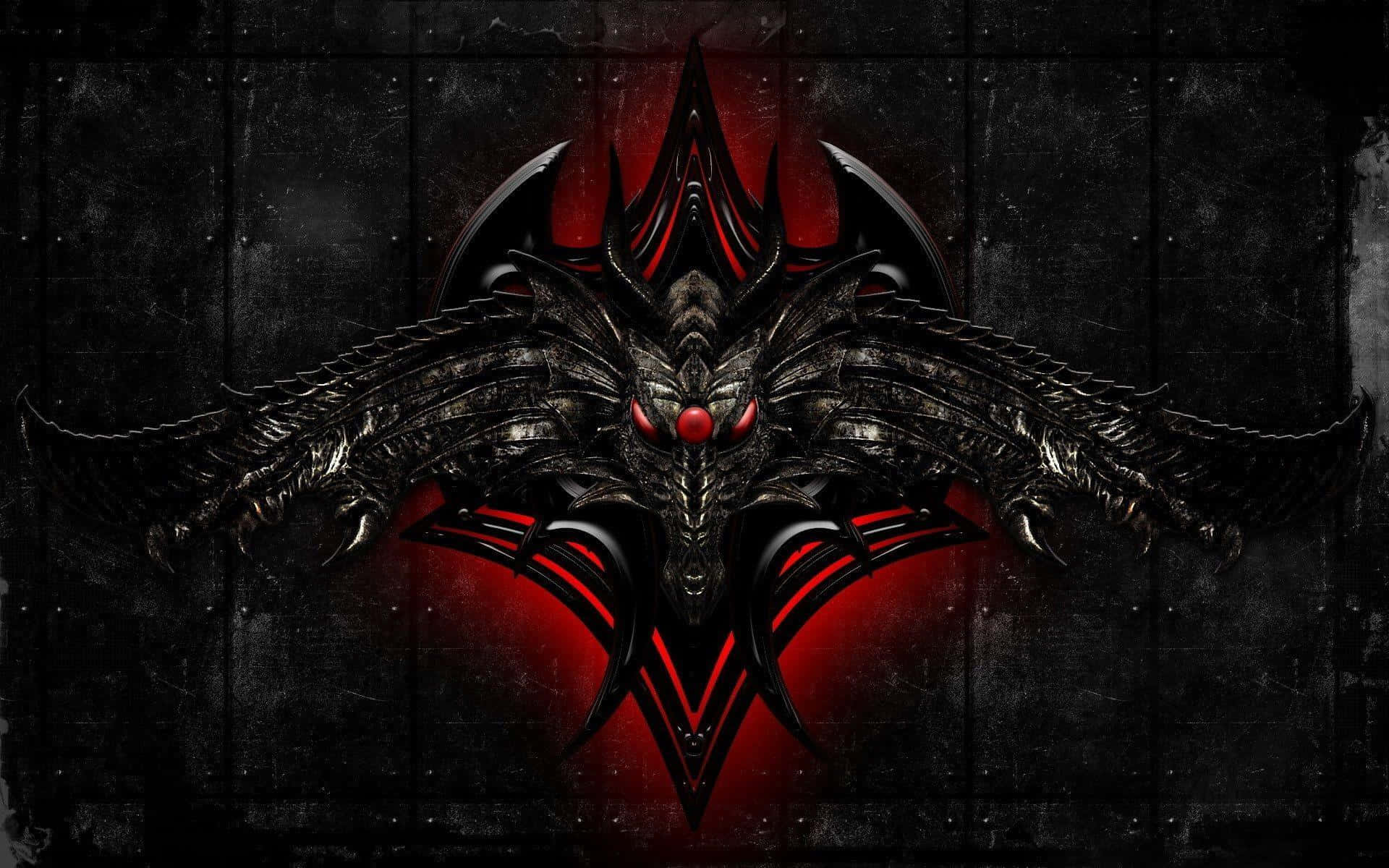 Black Dragon, glowing red eyes, wings, Full HD Desktop Wallpaper