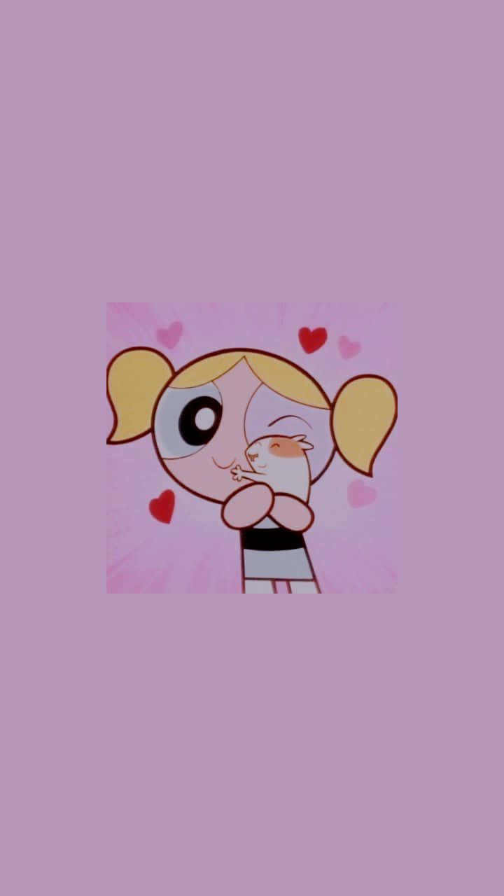 Powerpuff Girls, blonde pigtails, small white cat, HD Phone Wallpaper