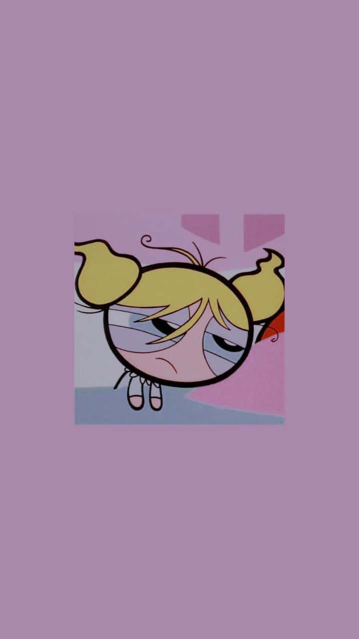 Powerpuff Girls Bubbles, blonde pigtails, tired expression, HD Phone Wallpaper