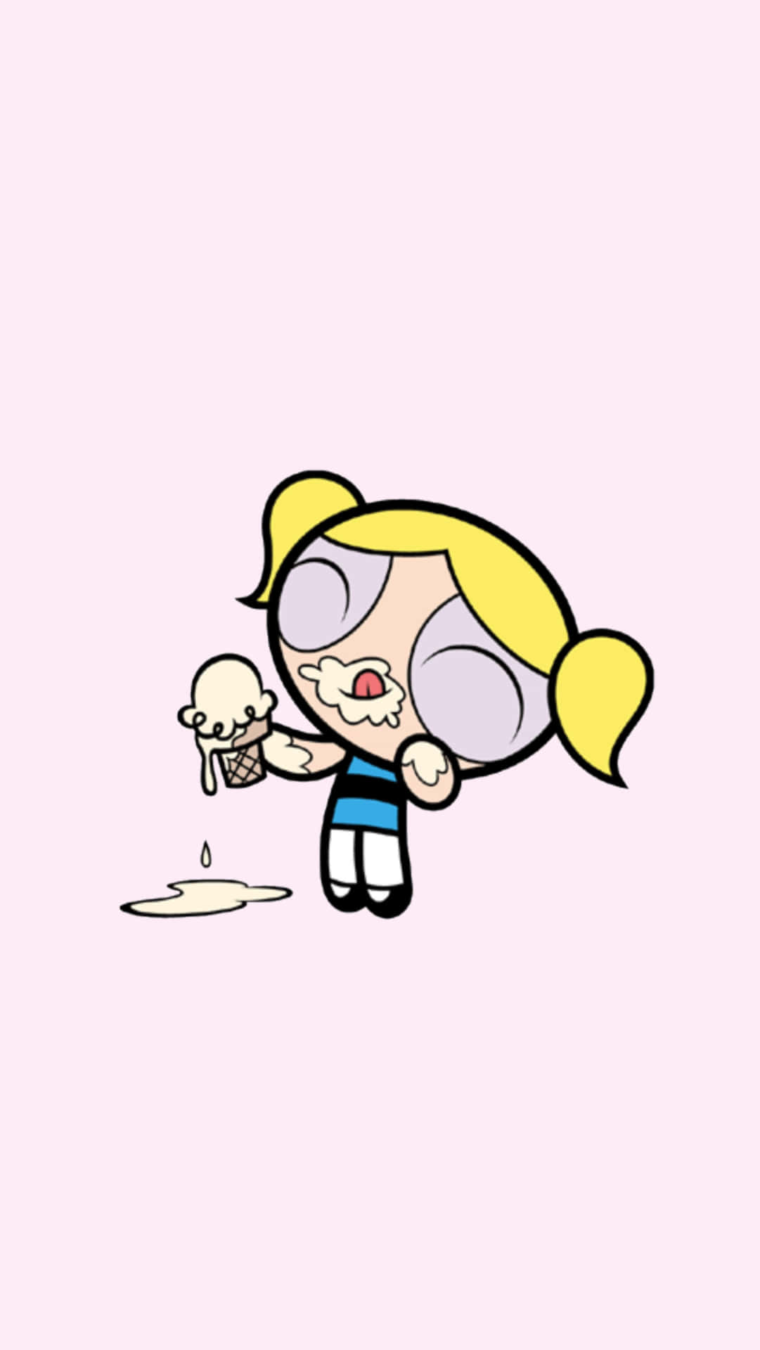 Powerpuff Girls Bubbles, blonde pigtails, ice cream cone, Full HD Phone Wallpaper