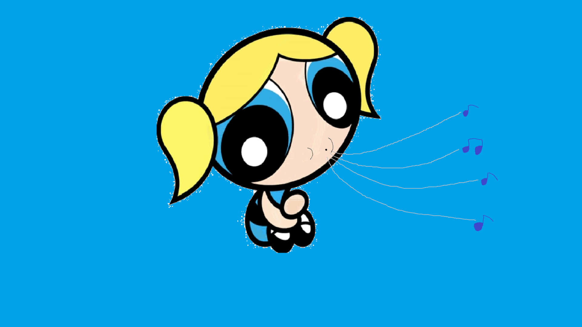 Powerpuff Girls Bubbles, blonde pigtails, big blue eyes, Full HD Desktop Wallpaper