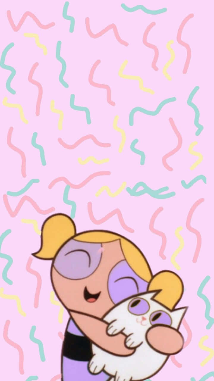 Powerpuff Girls, Bubbles, pink background, HD Phone Wallpaper