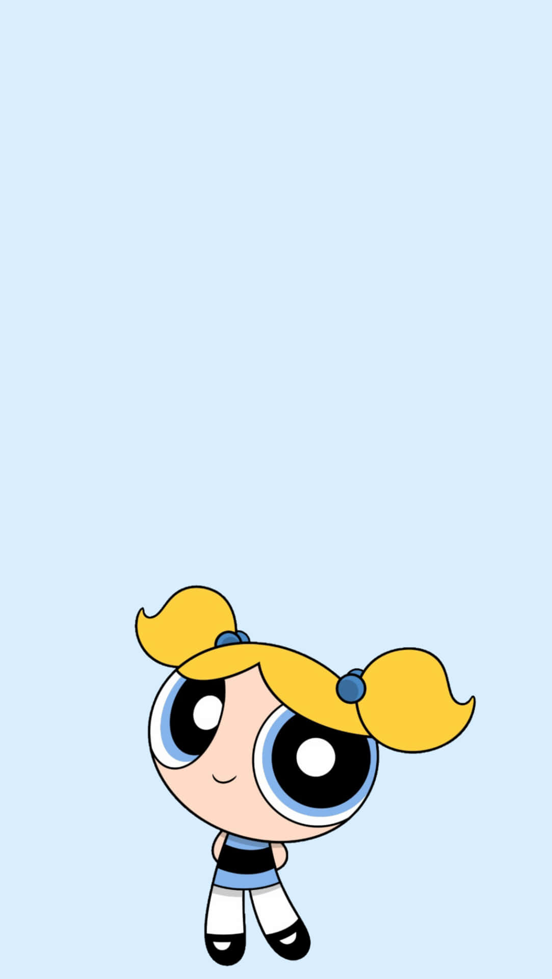 Powerpuff Girls, Bubbles, light blue background, Full HD Phone Wallpaper