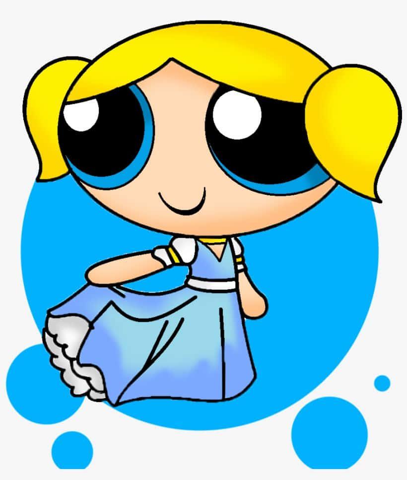 Powerpuff Girls Bubbles, blue dress, blonde pigtails, SD Phone Wallpaper