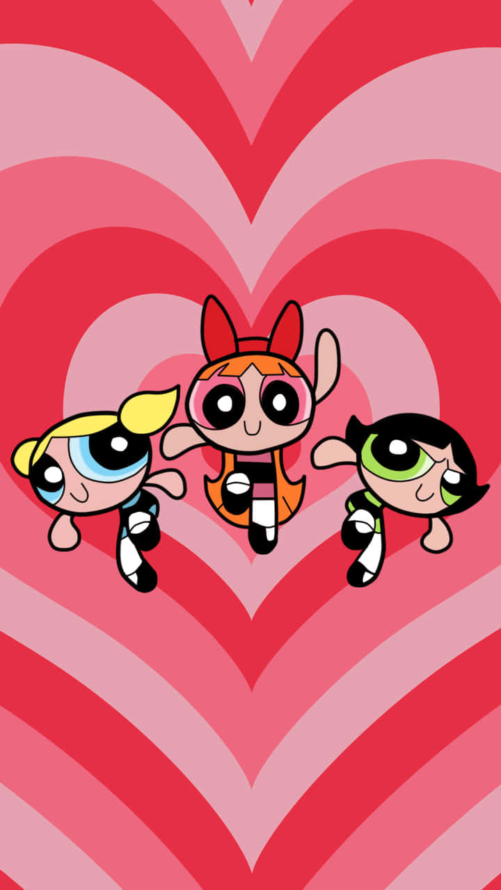 Powerpuff Girls, heart pattern, pink shades, HD Phone Wallpaper