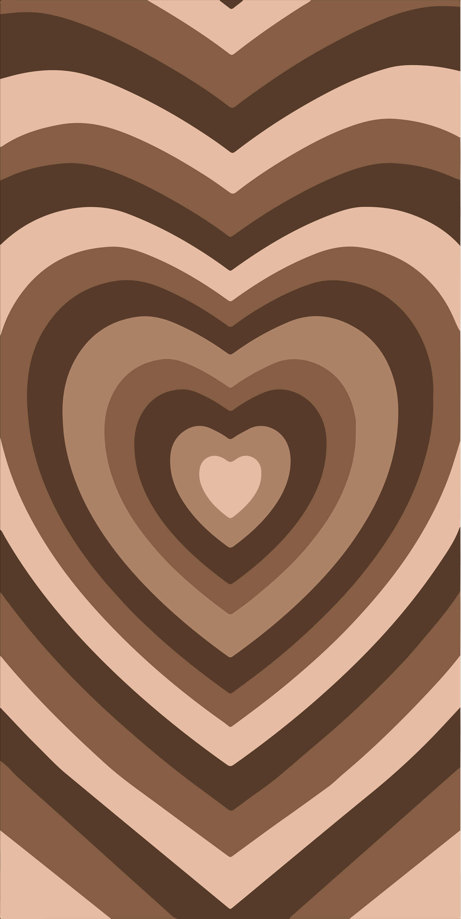 Powerpuff Girls Heart, warm brown tones, hypnotic retro pattern, 2K Phone Wallpaper