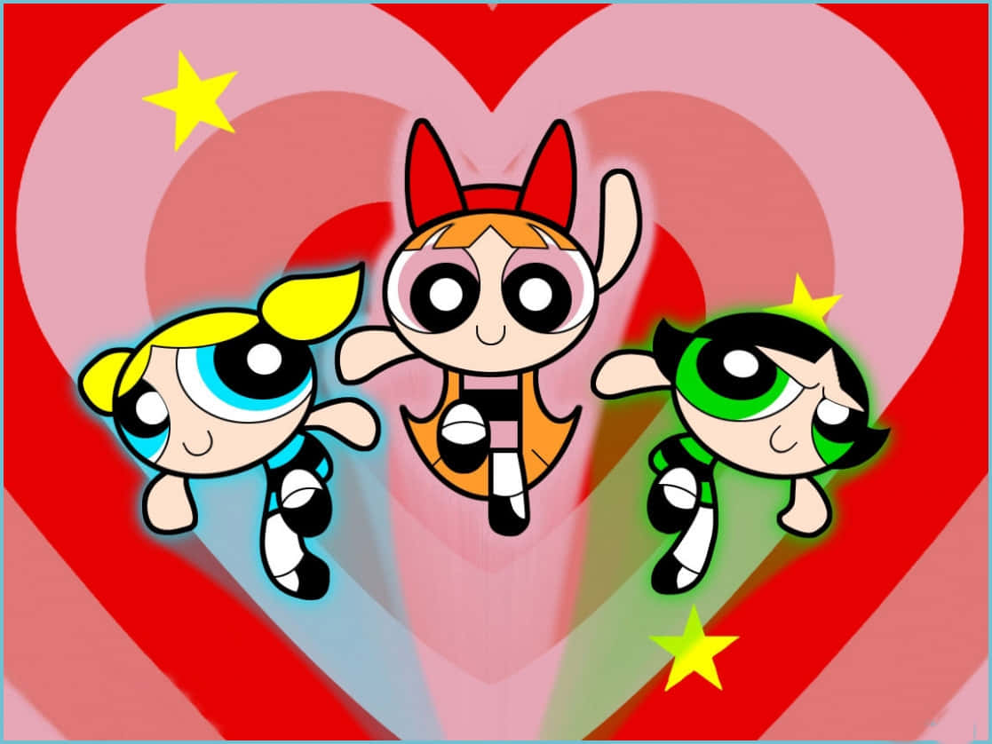 Powerpuff Girls, heart, vibrant red, SD Desktop Wallpaper