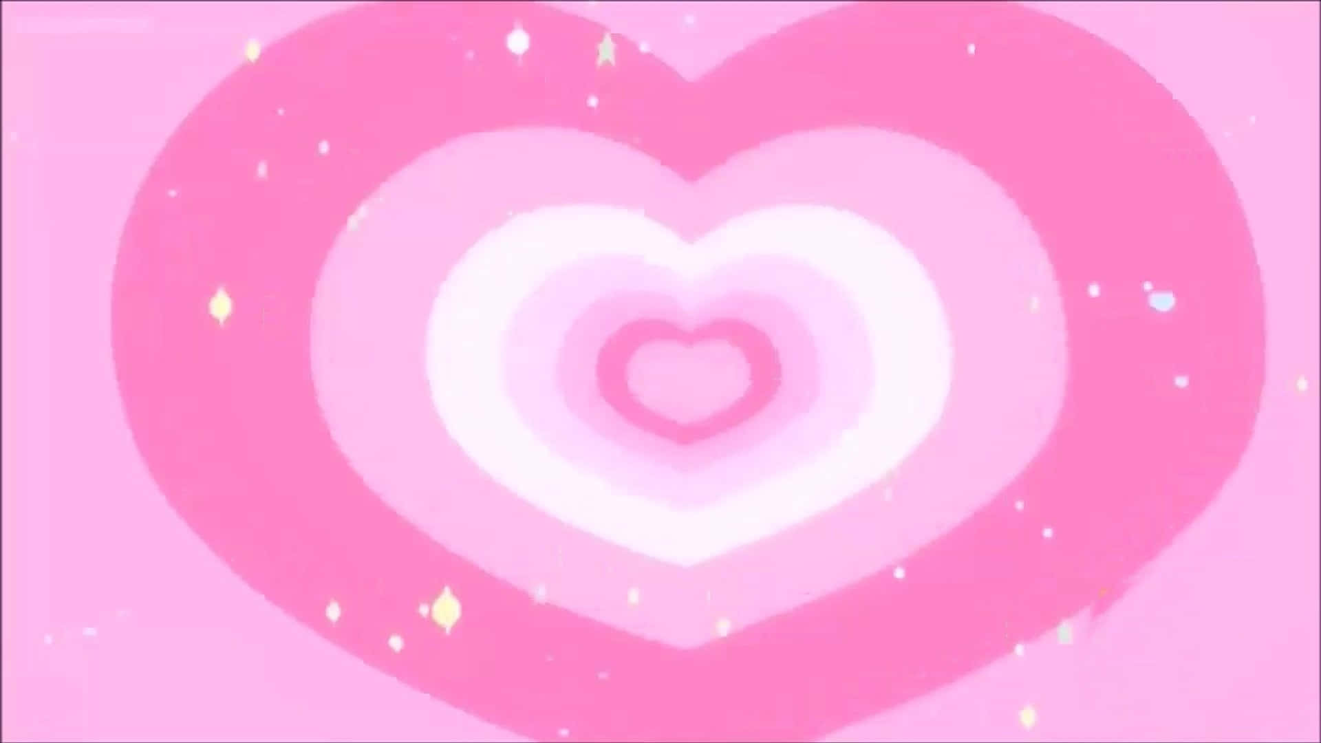 Powerpuff Girls Heart, glowing pink heart, concentric layers, Full HD Desktop Wallpaper