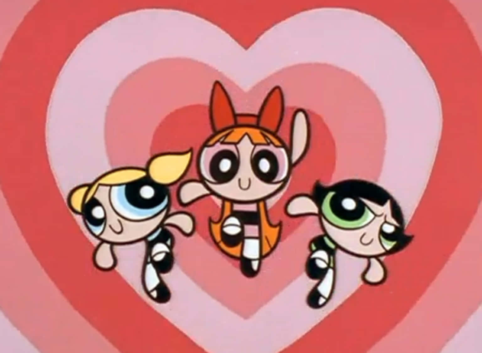 Powerpuff Girls, heart background, vibrant pink, HD Desktop Wallpaper