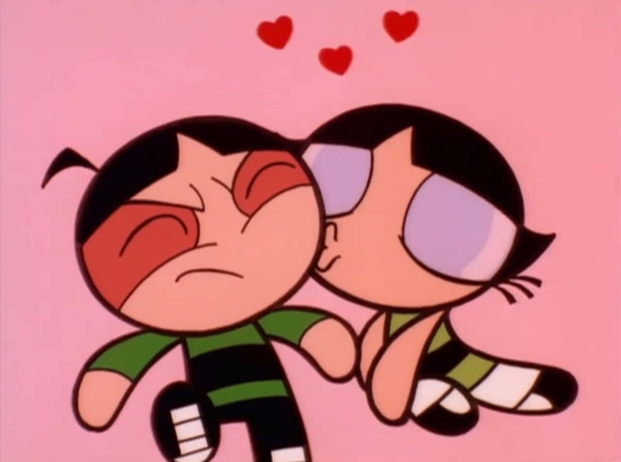 Powerpuff Girls Heart, hearts, pink background, HD Desktop Wallpaper