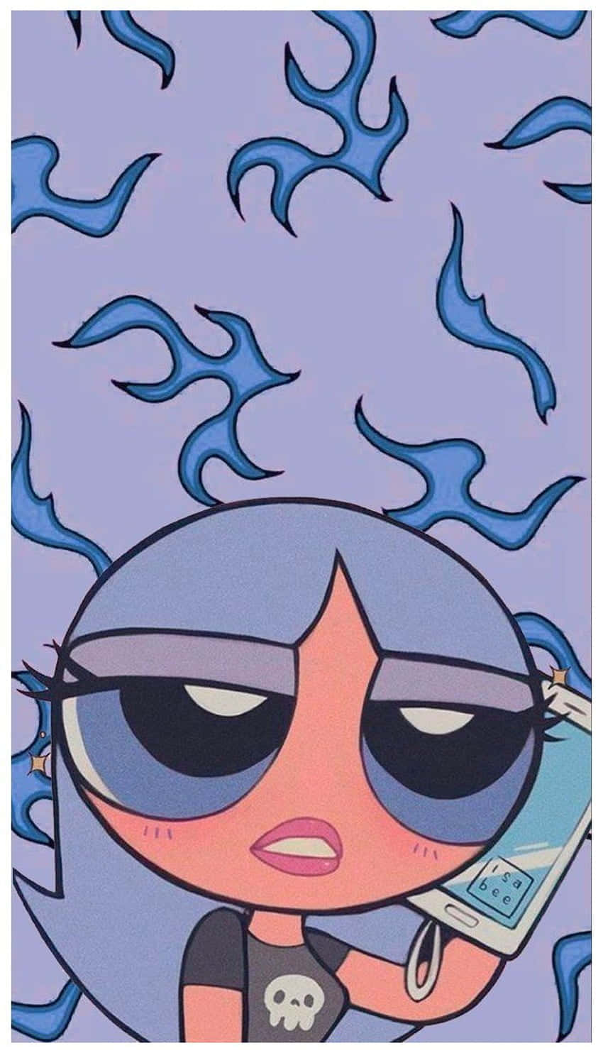 Powerpuff Girls, blue hair, angry eyes, HD Phone Wallpaper